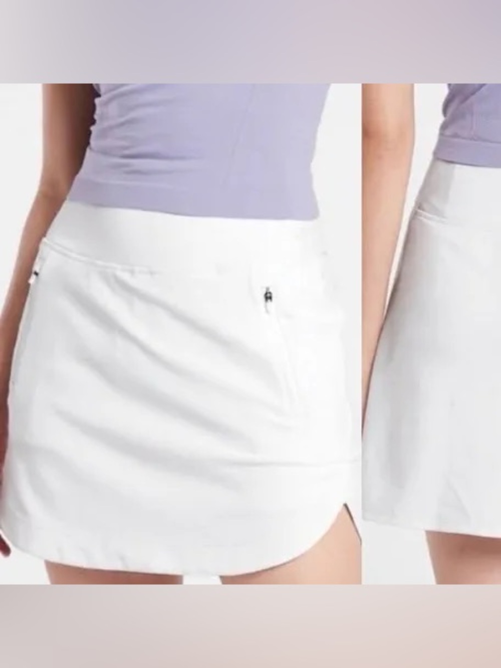 Athleta White Fairway golf  Skort with Zip Pockets Small 18”